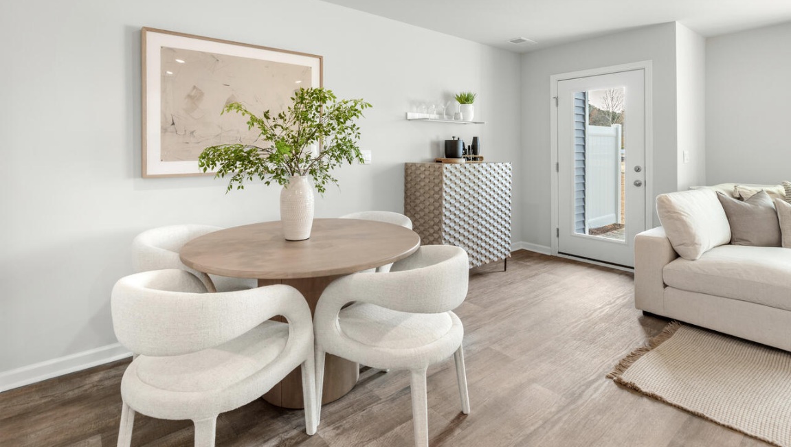 The Pearson is a two-story floor plan with a single-car garage. The kitchen overlooks the dining and living spaces, ideal for entertaining guests or enjoying family time while preparing meals with new stainless-steel appliances and Granite countertops.