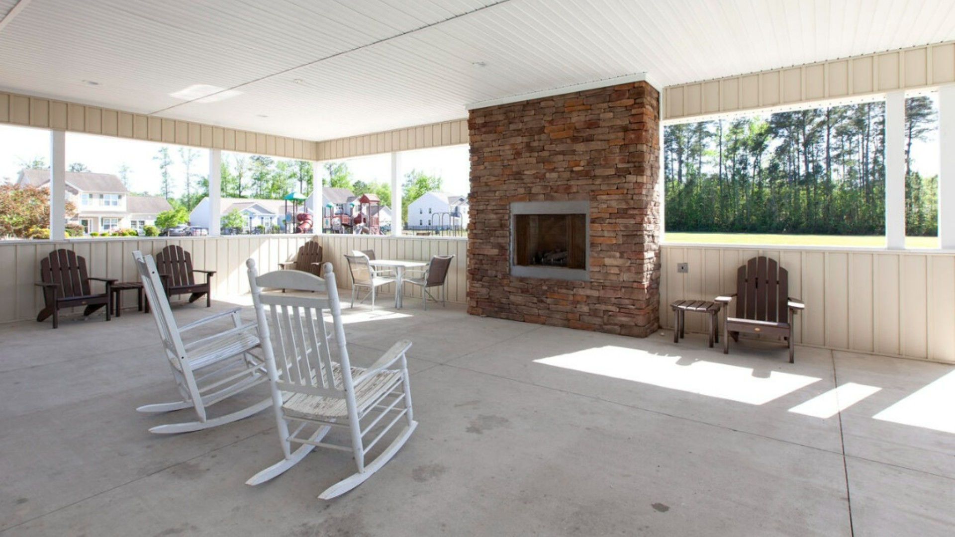 Homeowners enjoy the community amenities a pool, pavilion, fire pit, playground, and grill stations. The addition of a pocket park within the community with the trails, trees and park benches. T