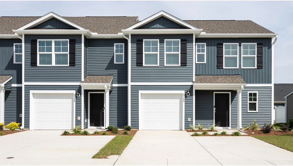 he Norman townhome with the first floor primary bedroom is a two-story residence with 4 bedrooms and 2.5 baths, 1,763 sq ft, 1-car garage located in Leland, North Carolina in our Townes at SeaBrooke community.