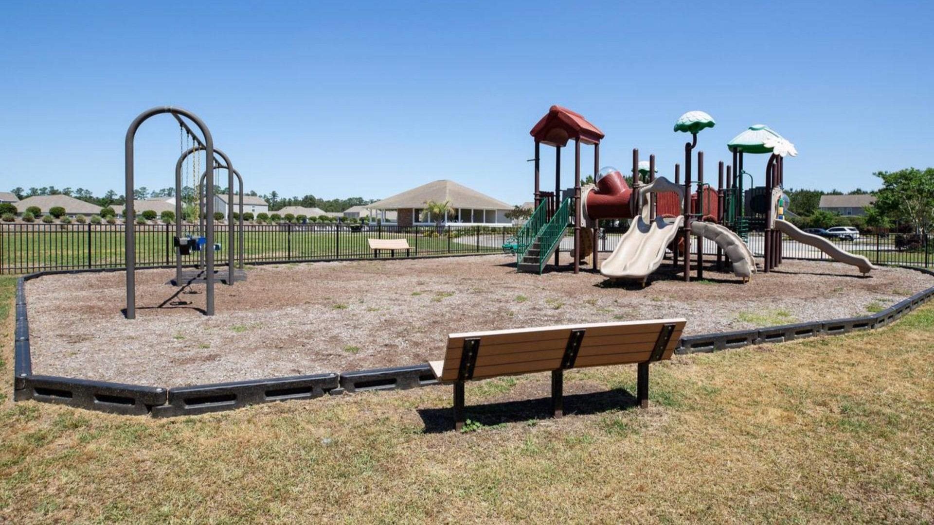 Homeowners enjoy the community amenities a pool, pavilion, fire pit, playground, and grill stations.