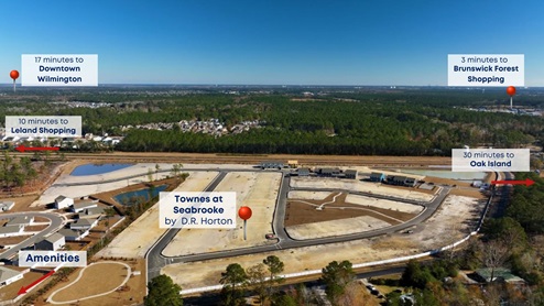 The Townes at SeaBrooke, a new home community in the vibrant city of Leland. New Homes. Townhomes. Smart Home Technology. Amenities. Pool. Tennis. Playground.