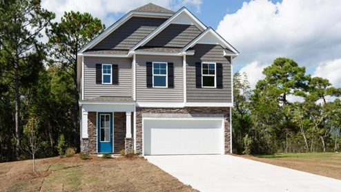 Our famous Woodstock floorplan is a 4 bedroom 3 full bath home with 2,361 sq. ft boasting a massive upstairs loft that can be used as an entertainment area, play area, or office. New Homes in Tidewater, Sneads Ferry NC