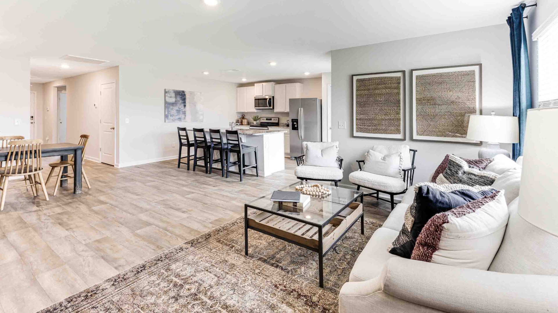 The Kerry floor plan offers 3 bedrooms, 2 baths, 1,476 sq ft of open living space and a 2-car garage. This home is located in Bolivia, NC in our Halls Creek community.