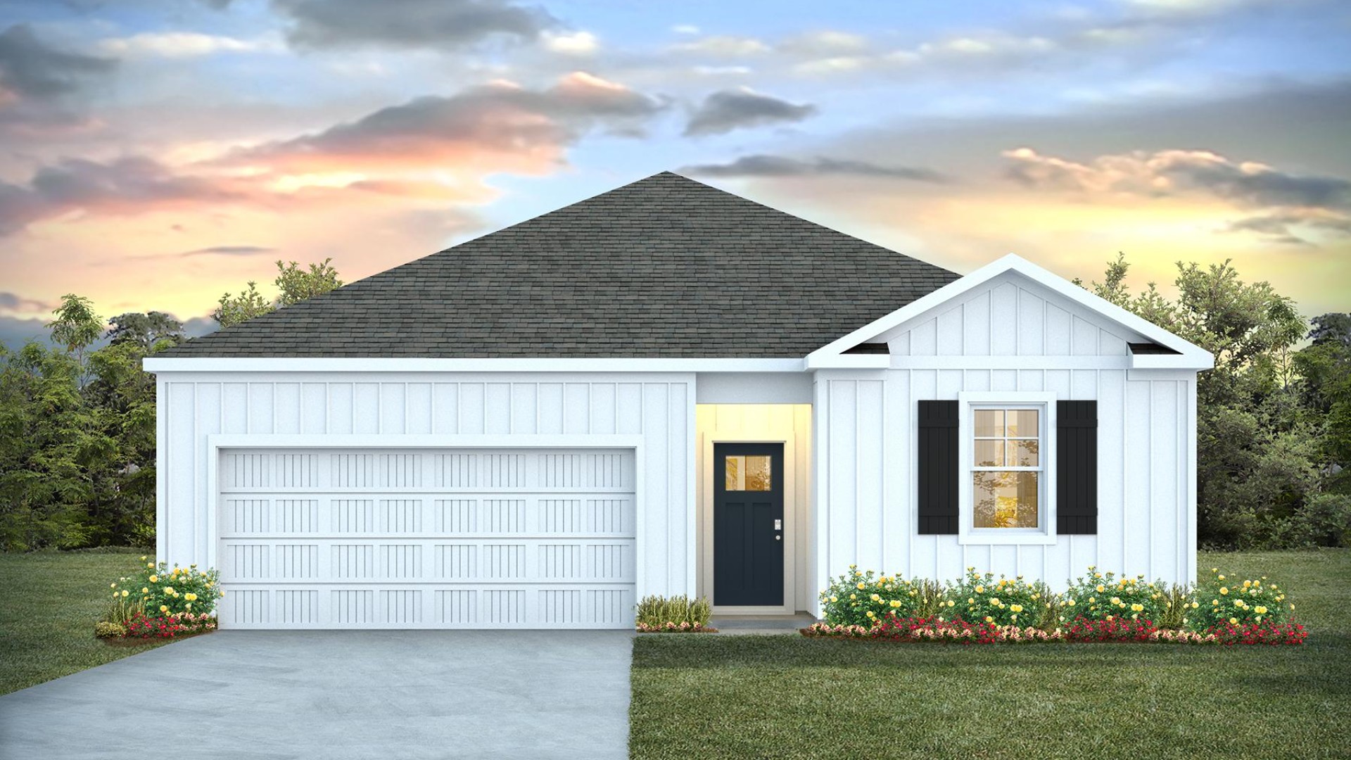 The Kerry floor plan offers 3 bedrooms, 2 baths, 1,476 sq ft of open living space and a 2-car garage. This home is located in Bolivia, NC in our Halls Creek community.