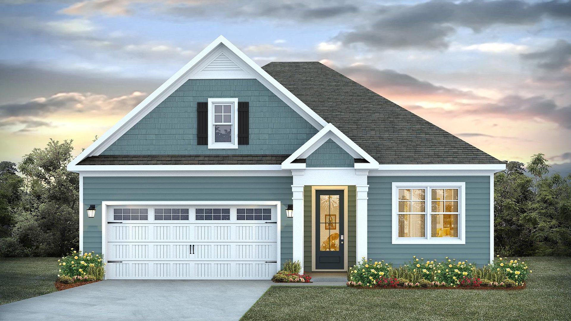 The Acadia is one of our ranch style plans available to build in our Rolling Hills community in Bolivia, NC that offers 3 bedrooms, 2 bathrooms, 1,618 of living space and a 2-car garage. 3 unique exterior elevations are available to choose between to achieve t