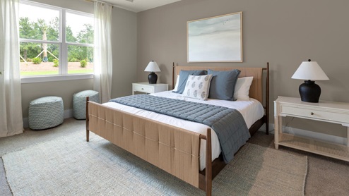 The primary suite as well as on suite is sure to impress with double vanities and a massive walk-in closet., a large, covered porch for those nice breezy sunsets! LVP floors are installed throughout the home as well as the stain resistant carpets that add comfort to the bedrooms.