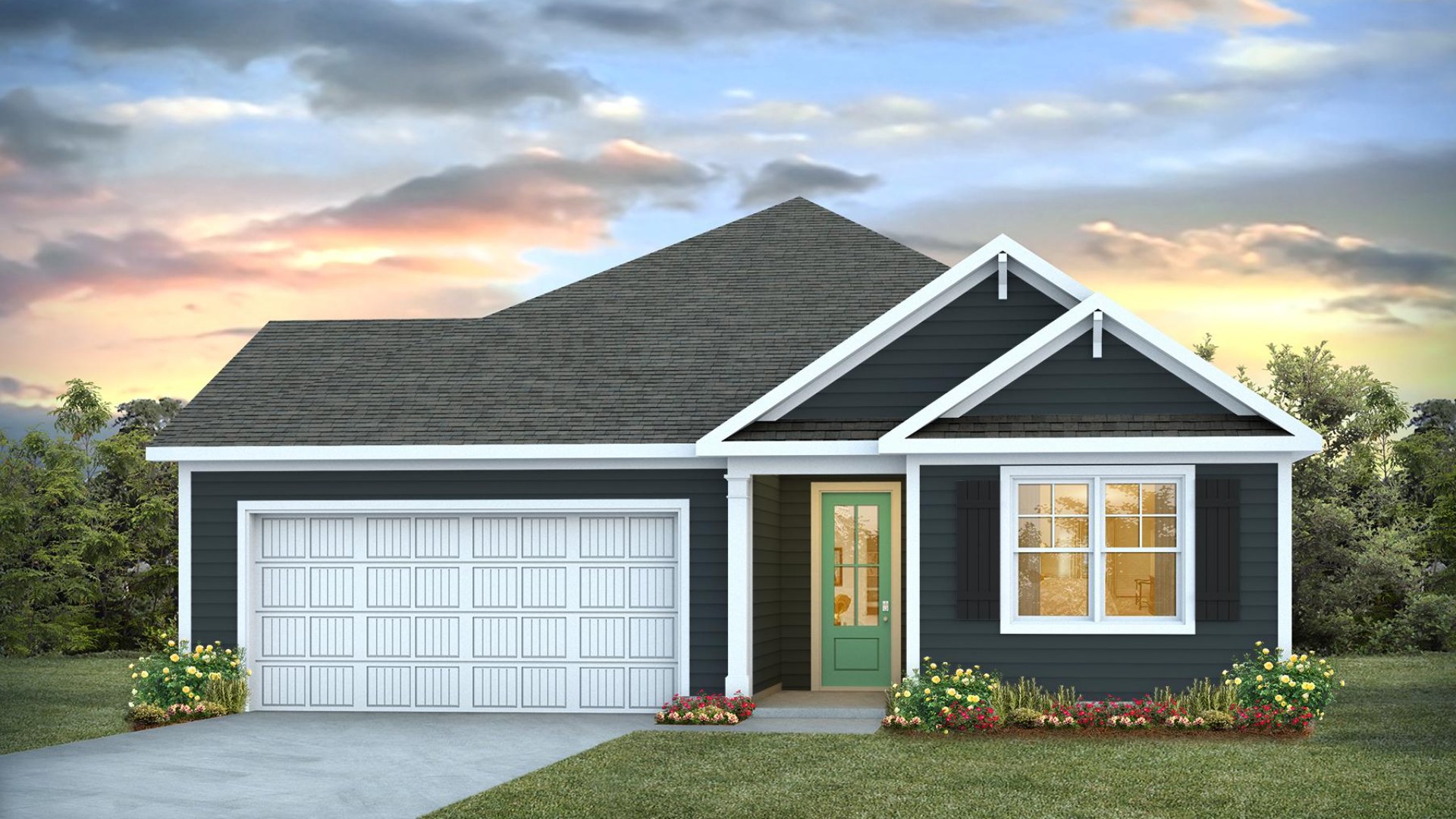 The Litchfield plan is a perfect home for relaxation and entertaining with a very open floor plan and 11.5 foot high ceiling. Inside this 3 bedroom, 2 bathroom home, you’ll find 2,032 square feet of comfortable living.