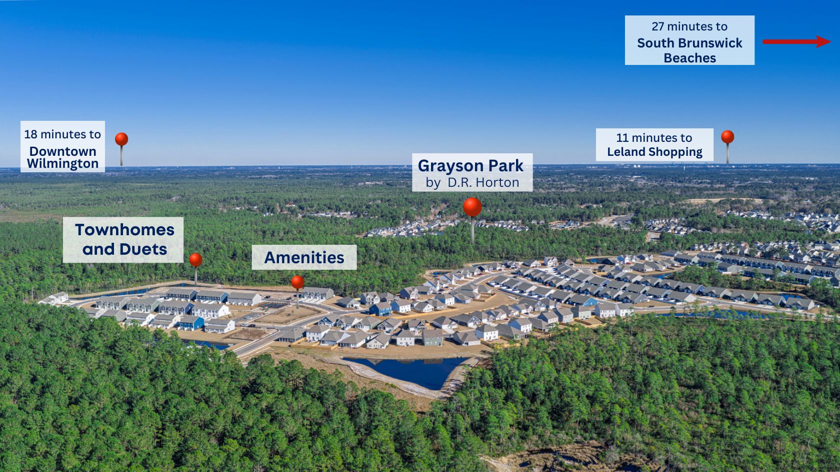 Discover the allure of Grayson Park located in Leland NC. The Litchfield plan is a perfect home for beach living and entertaining. 3 Bedrooms, 2 baths, 2032 sq ft.