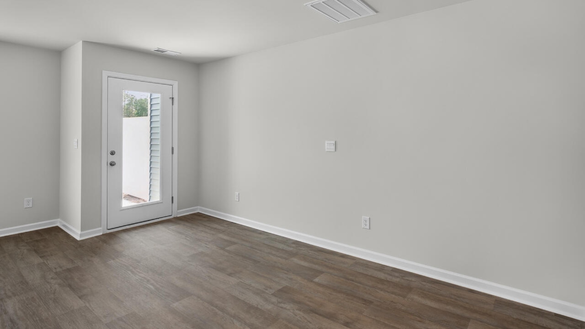 The Pearson is a two-story floor plan with a single-car garage. The open concept living design allows an easy flow to the kitchen, dining room and living room