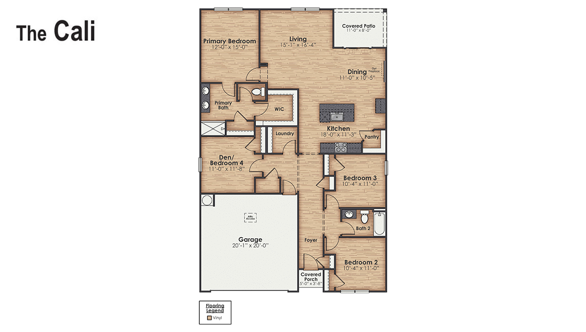 Step inside our popular one-story Cali for a layout that's as functional as it is fabulous. Inside this 4 bedroom, 2 bathroom home, you’ll find 1,774 square feet of comfortable living. An open concept living area, there's room for everyone to spread out and enjoy the space.
