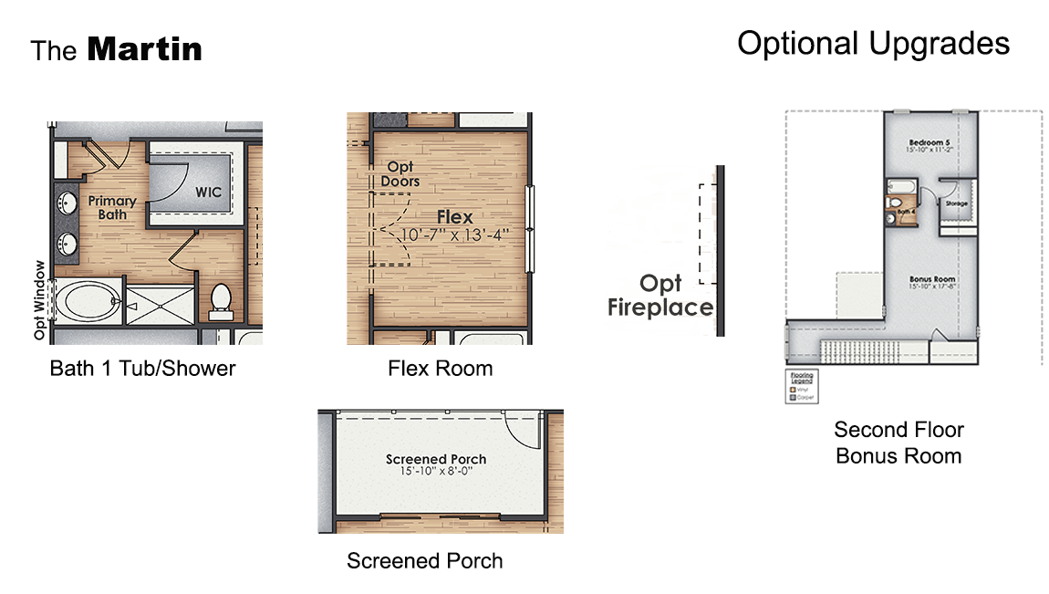 The Martin floorplan truly has it all — three-car garage, the spacious first floor features three bedrooms, including a guest ensuite, a flex room with elegant French doors. Inside you will find 4 bedrooms, 3 baths and 1,941 square feet of living space.