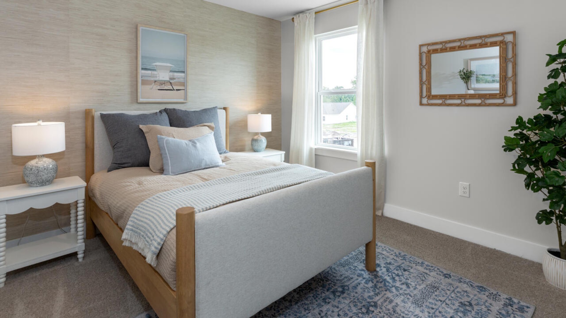 The upstairs has an additional living space, a laundry room, and a Primary Bedroom. Downstairs, a flex room can be used as an office or sitting area. In every bedroom you’ll have carpeted floors and a closet in each room. Whether these rooms become bedrooms, office spaces, or other bonus rooms, there is sure to be comfort.