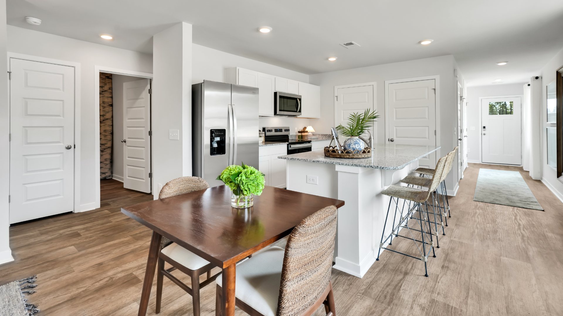 Welcome the Downing a 3-bedroom, 2-bathroom home, you’ll find 1,257 square feet of comfortable living. The living area is an open concept, where your kitchen, living, and dining areas blend seamlessly into a space perfect for everyday living and entertaining.