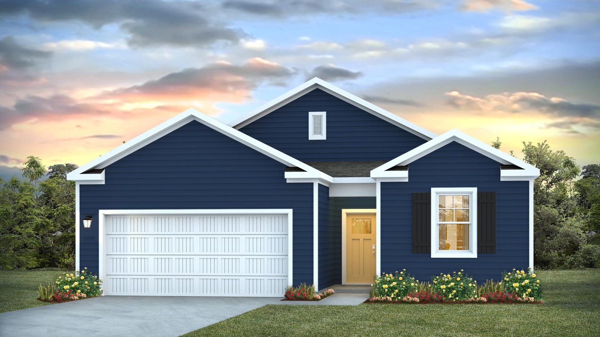 One story home with two car garage elevation A