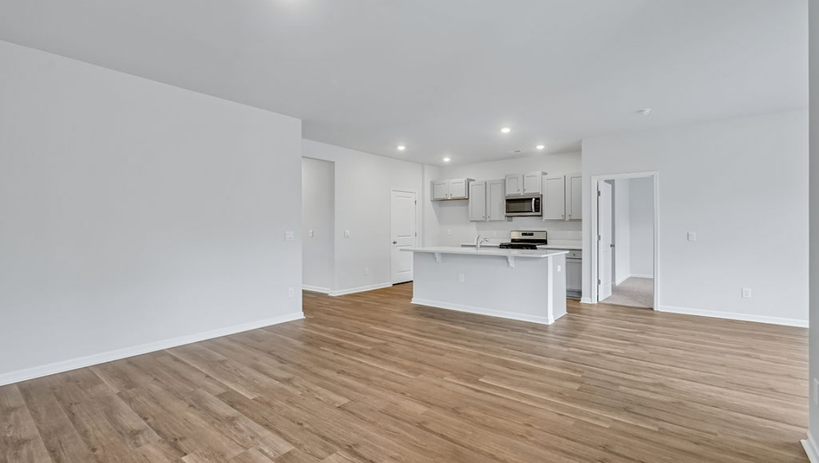 View of kitchen from living room