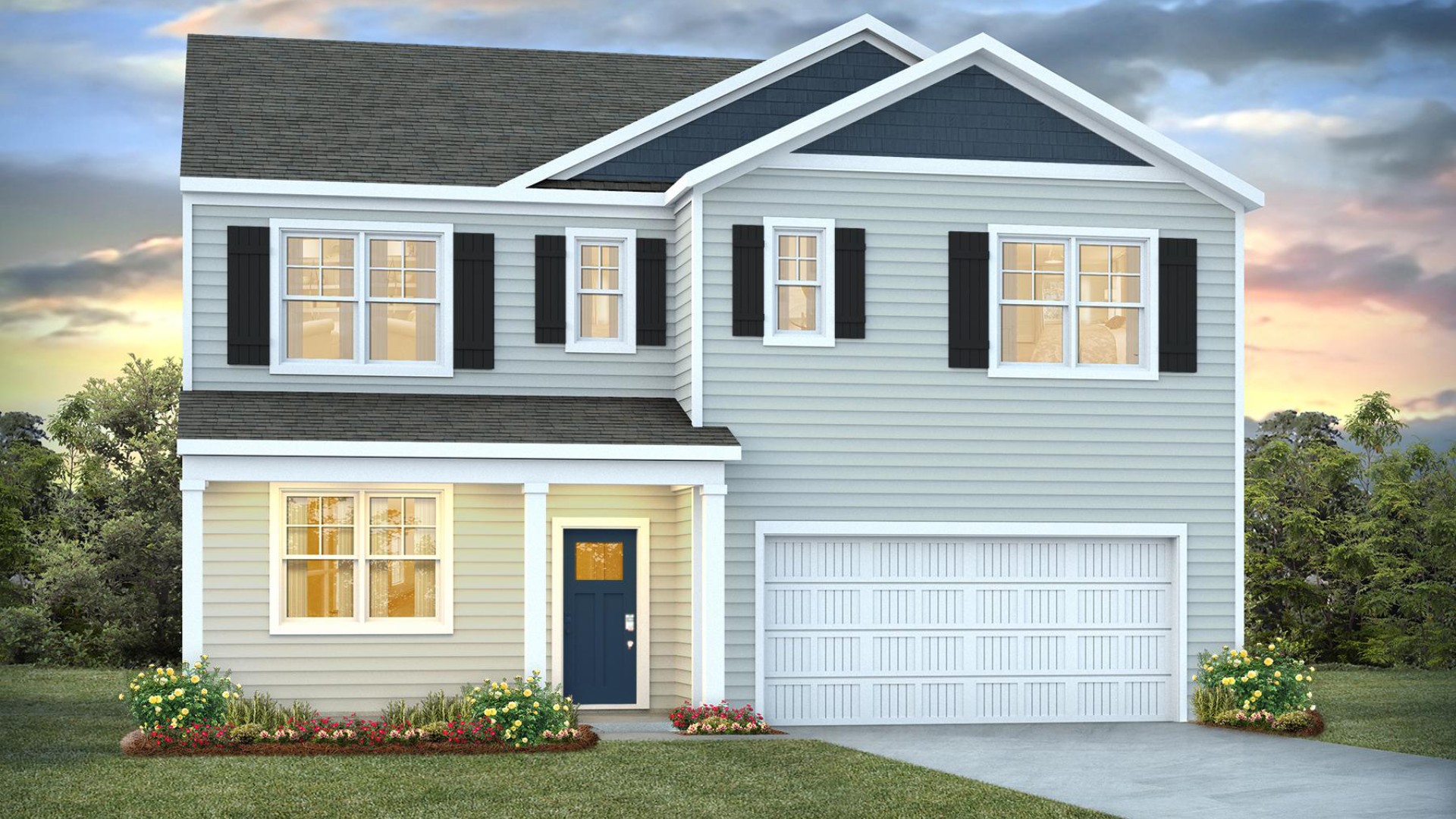 The Hayden offers 2,511 square feet with 5 bedrooms, 3 full bathrooms, 2-car garage and is one of our two-story floorplans featured in our Mariners Reach community in Bolivia, North Carolina. With 3 modern exteriors to choose from, the Hayden is sure to turn heads.