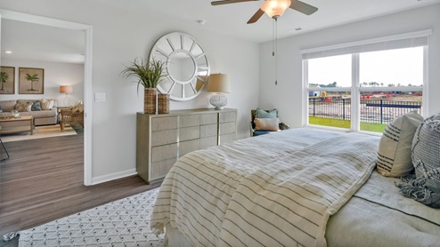 The Primary Suite offers a massive closet and a luxurious bathroom with a walk-in shower, linen closet, and dual vanity.