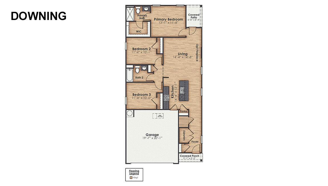 The living room overlooks a covered patio perfect for relaxing and entertaining outdoors. You’ll have plenty of room to grow with 3 bedrooms, 2 bathrooms, and 1,257 square feet of living space.