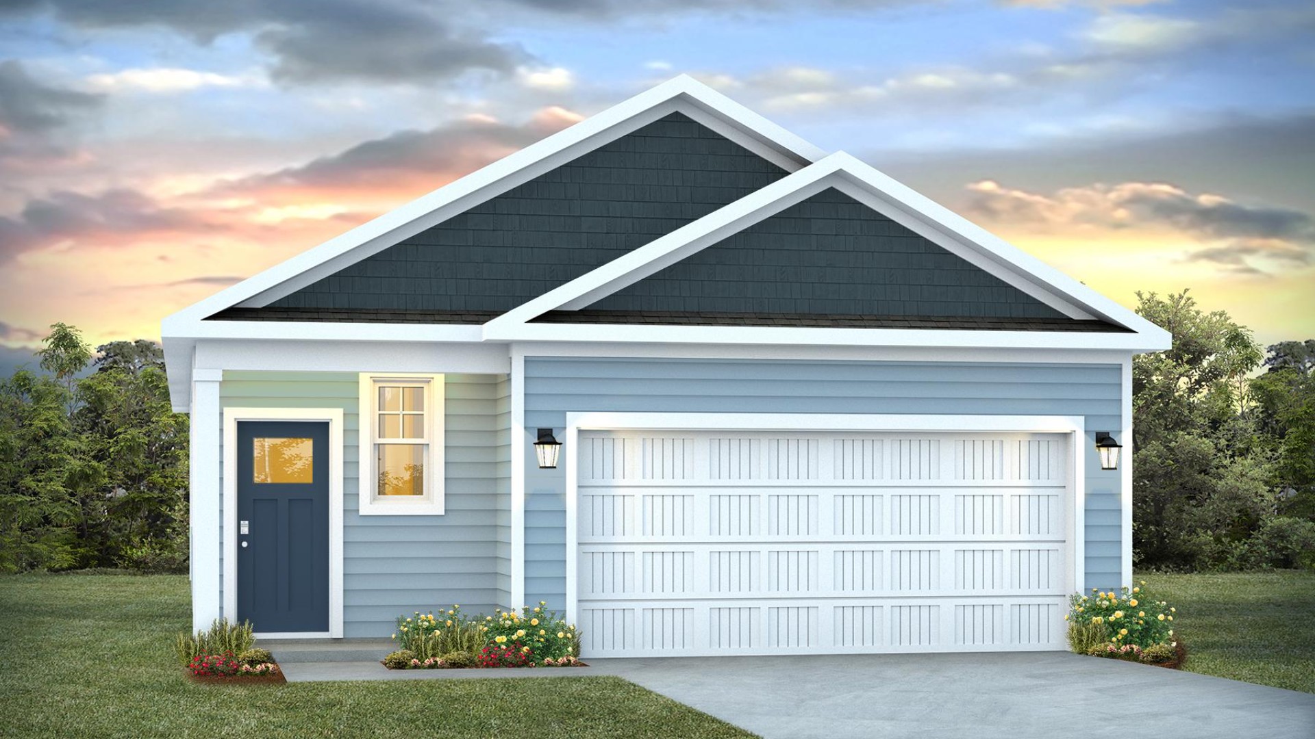his appealing one-story layout optimizes living space with an open concept kitchen situated in between the living room and dining room and all bedrooms upstairs.