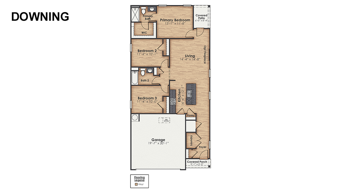 his appealing one-story layout optimizes living space with an open concept kitchen situated in between the living room and dining room and all bedrooms upstairs.