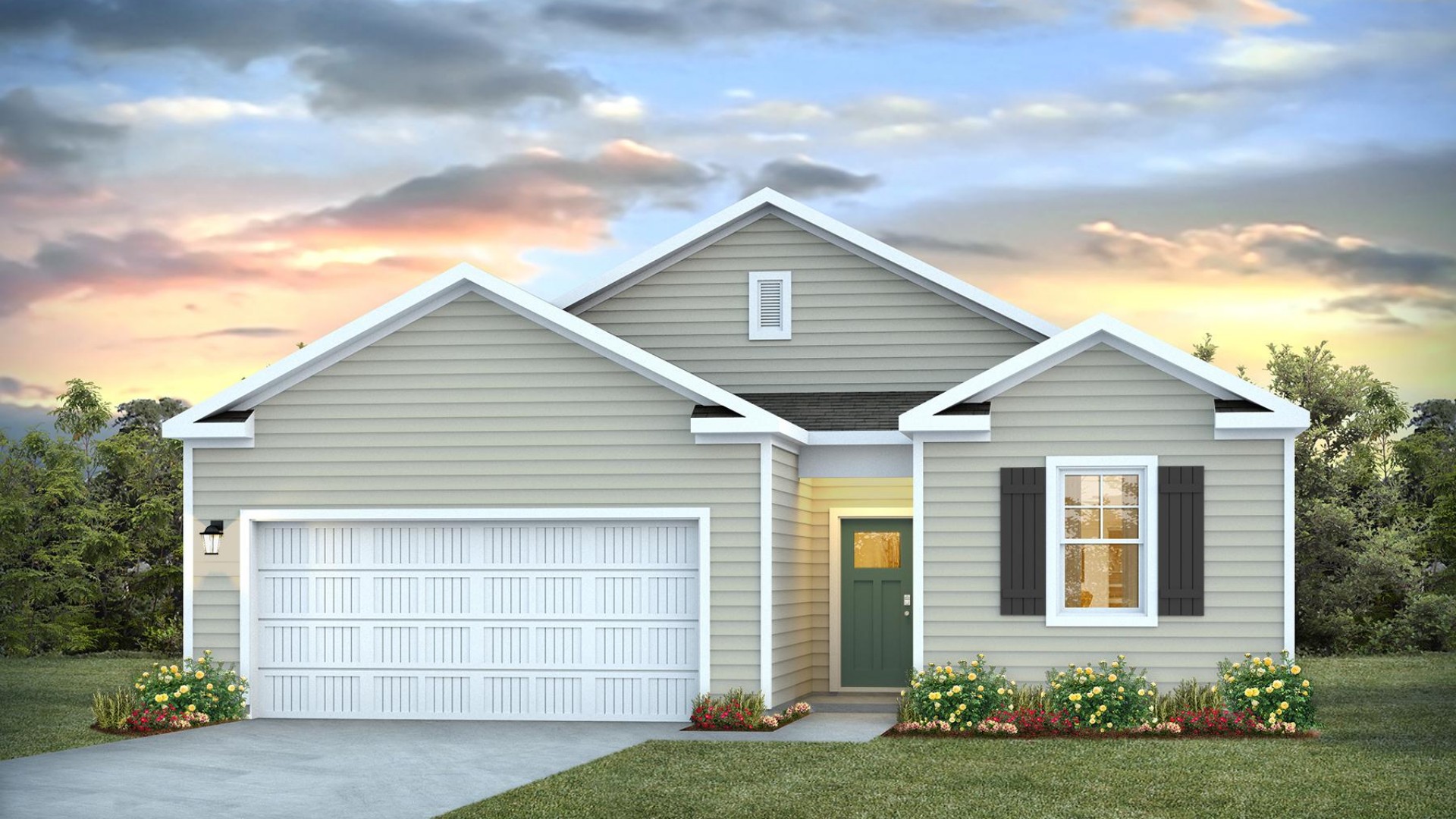 The Macon is a thoughtfully designed single-story home offers 1,343 square feet of comfortable living space with 3 bedrooms and 2 bathrooms, combining simplicity, style, and functionality for modern living.