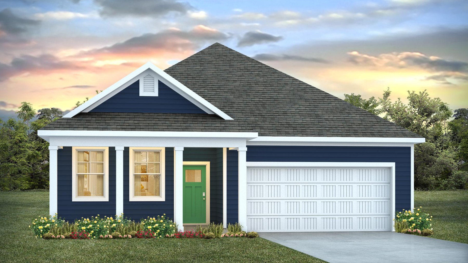 The Aria is a 3-bedroom, 2-bathroom home with 1,618 square feet of open living space. Its centerpiece is the showstopper kitchen, This one-level floor plan is perfect for entertaining or relaxing in style.