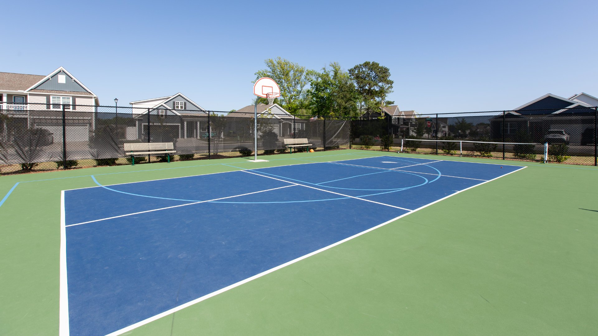 Homeowners will enjoy variety of resort-style amenities, including a pool, fitness center, playground, basketball, tennis, pickleball, and volleyball courts.