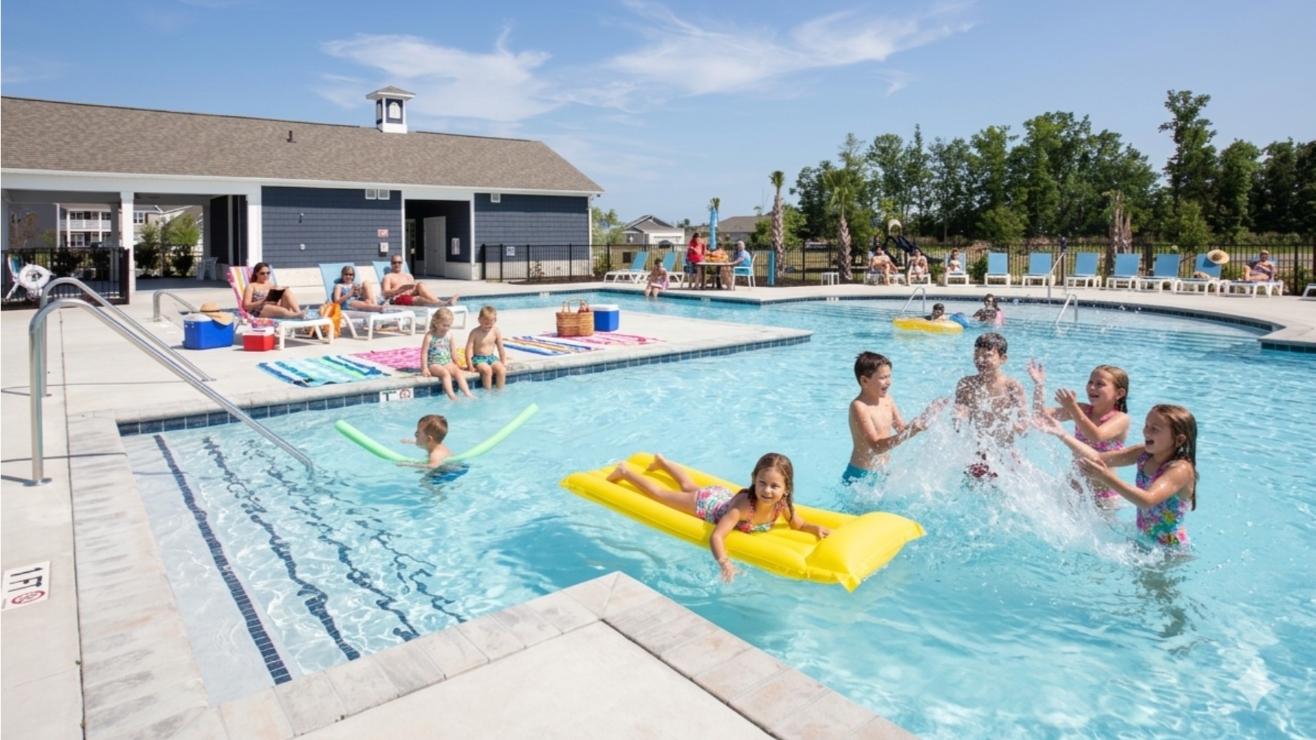 Homeowners will enjoy variety of resort-style amenities, including a pool, fitness center, playground, basketball, tennis, pickleball, and volleyball courts.