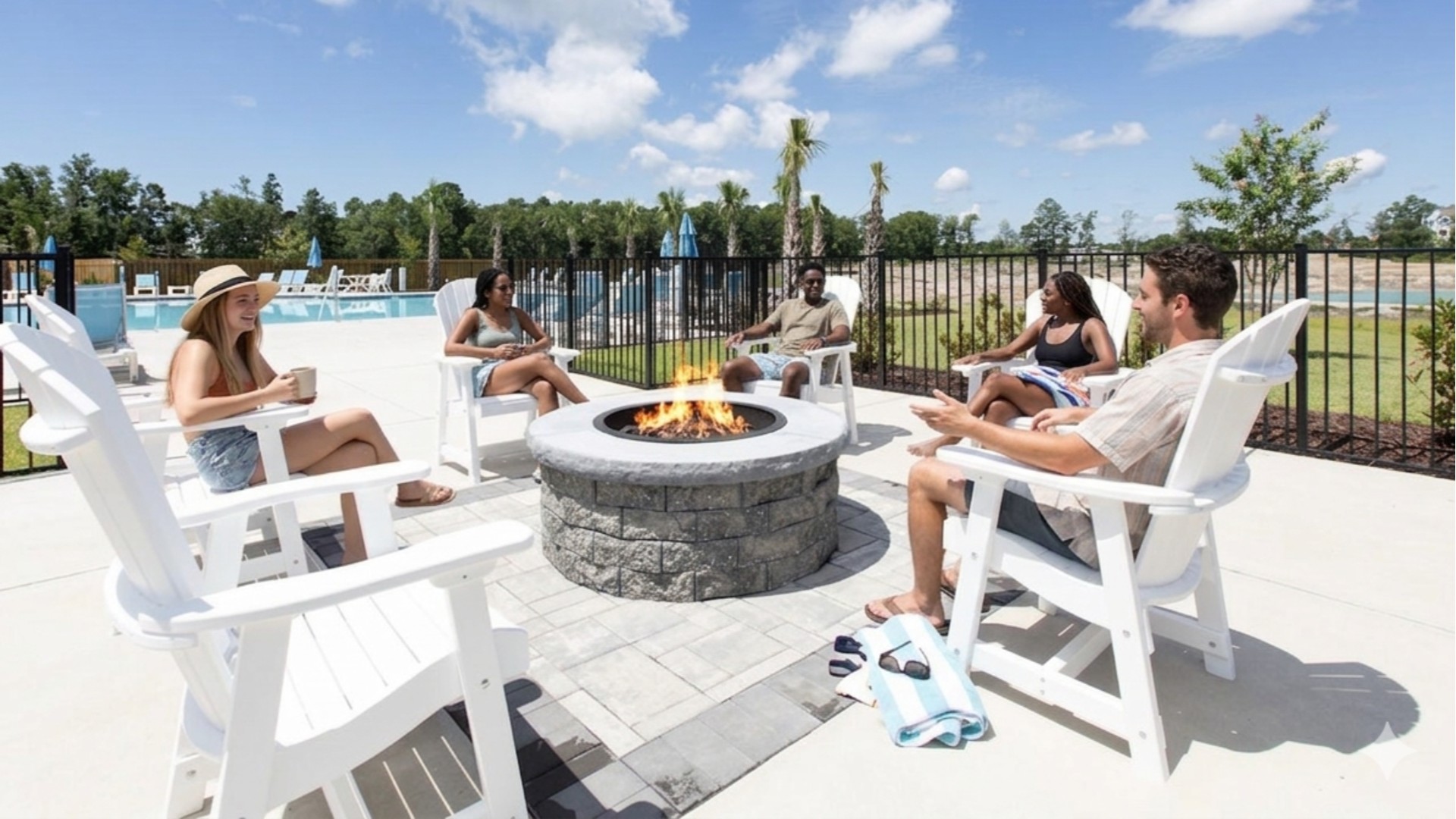 Homeowners will enjoy variety of resort-style amenities, including a pool, fitness center, playground, basketball, tennis, pickleball, and volleyball courts.