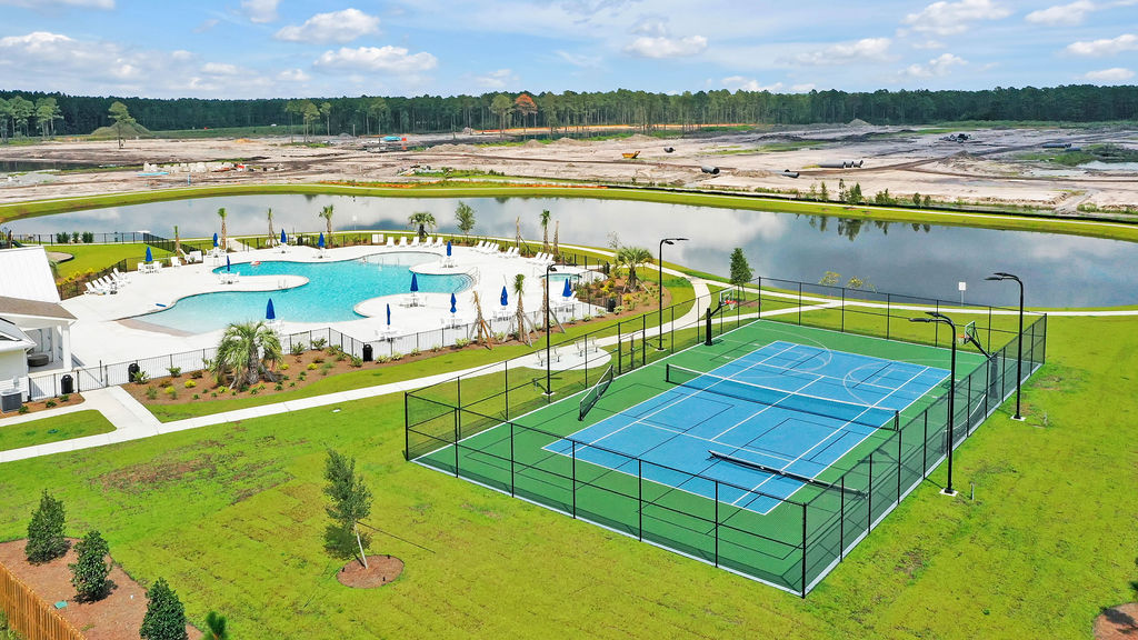 Homeowners will enjoy a resort style swimming pool, clubhouse with fitness room, golf simulator, full kitchen, firepit area, multi-game court, discovery playground and amenity pond.