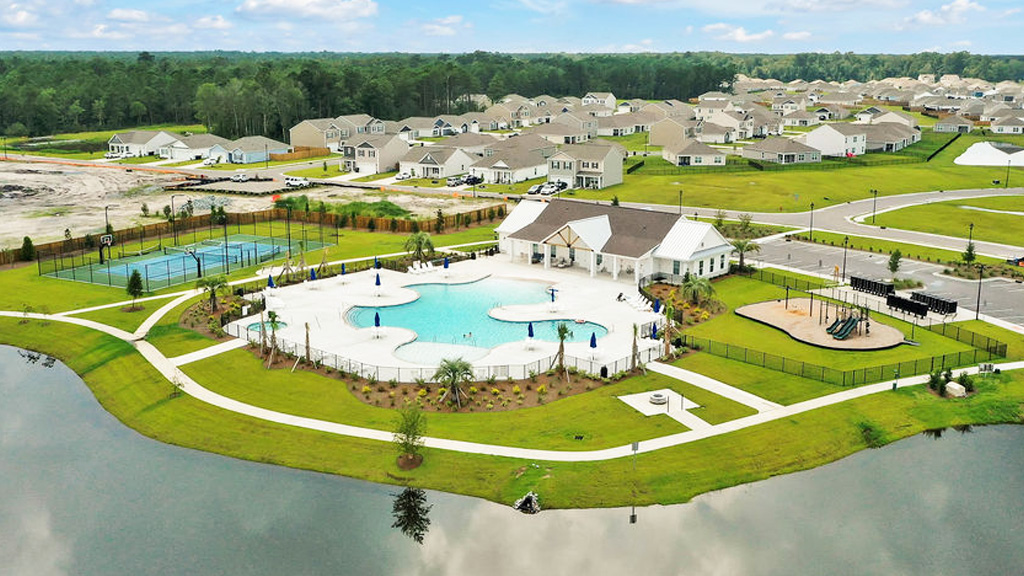 Homeowners will enjoy a resort style swimming pool, clubhouse with fitness room, golf simulator, full kitchen, firepit area, multi-game court, discovery playground and amenity pond.
