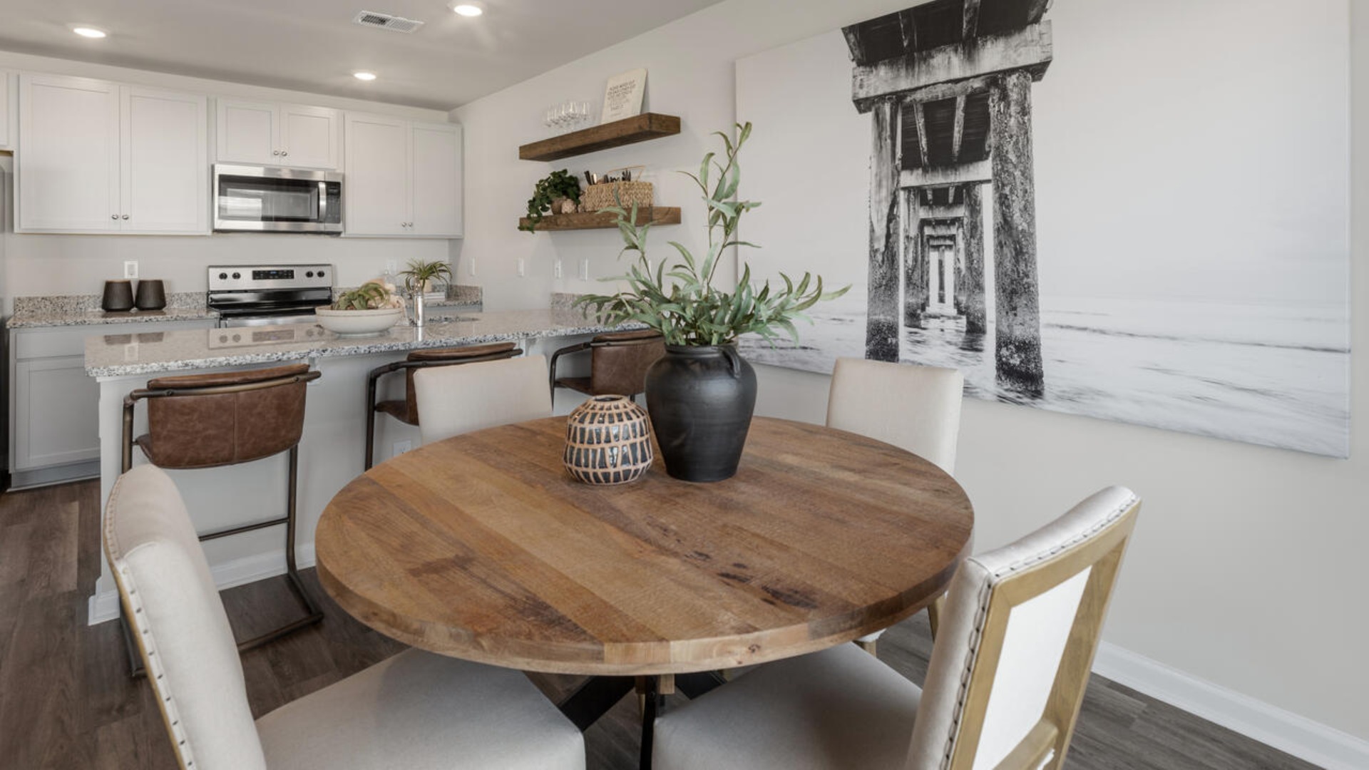 Your new Mitchell features an open concept first floor anchored by a spacious kitchen with a peninsula bar that overlooks your family and dining room. Your bedrooms are on the second floor with a large primary suite and bath with double vanities and walk in shower.