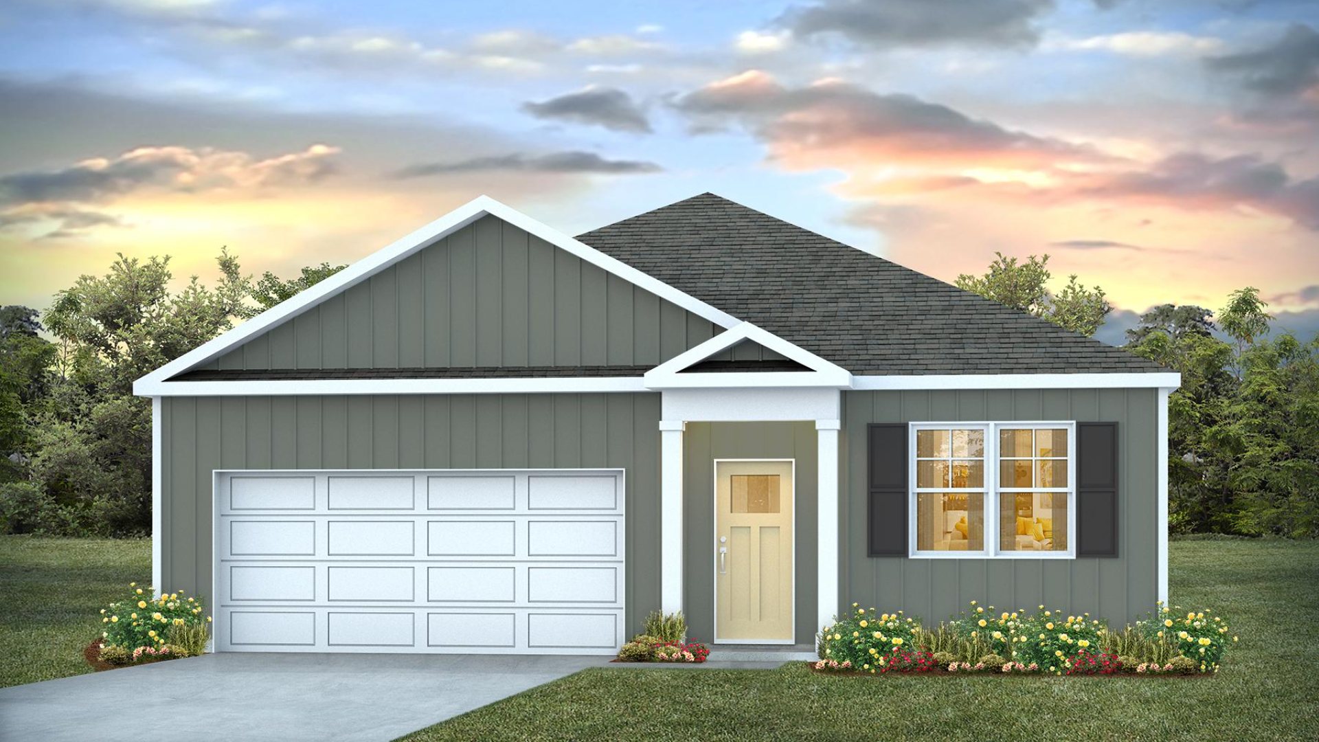 The Aria is a 3-bedroom, 2-bathroom home with 1,618 square feet of open living space.