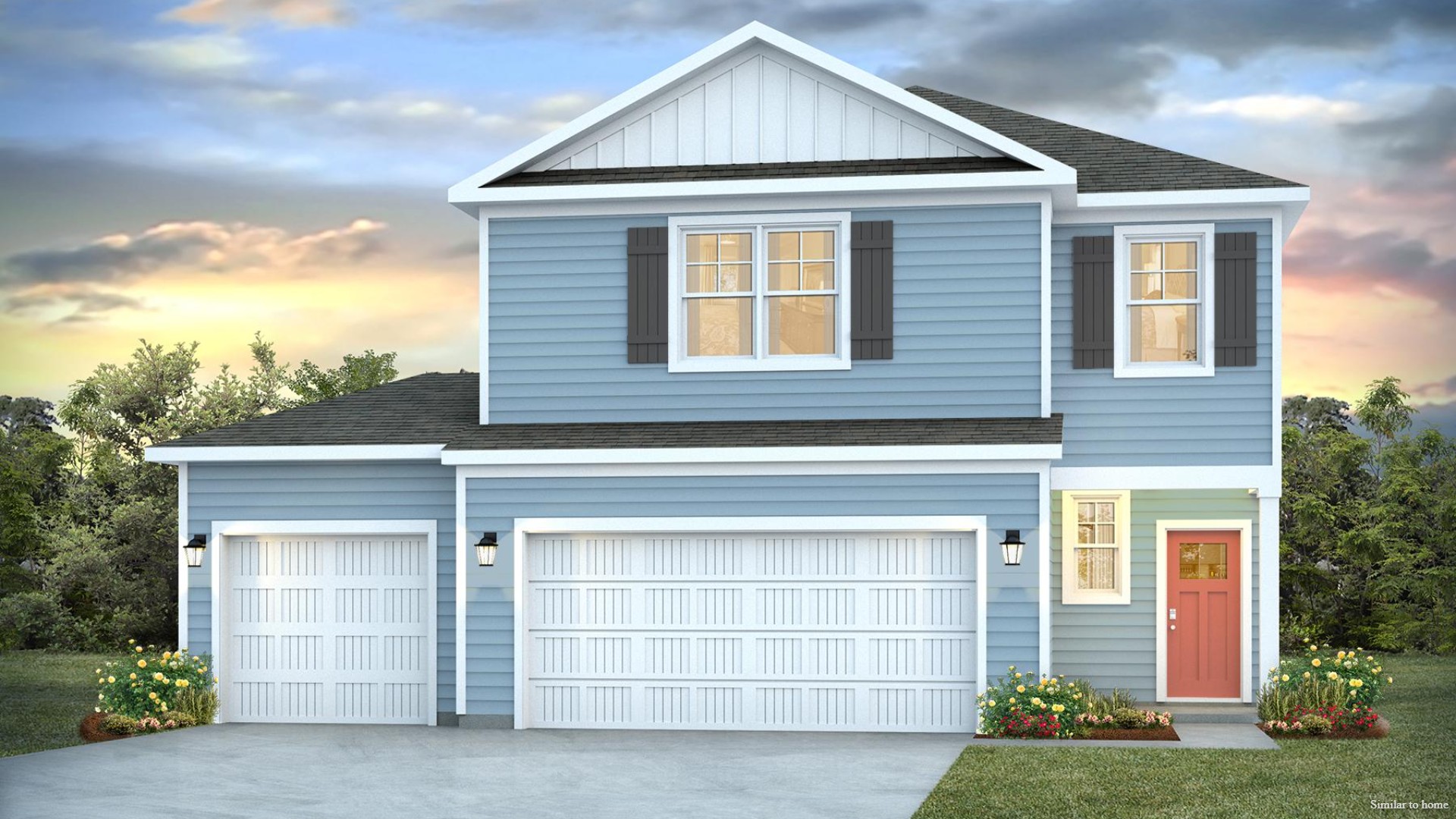The Manning is a 4-bedroom, 2.5-bathroom, 2,203 sq ft home with a 2-car garage, and it has the owner's suite on the main level. Entering the great room we find the dining area, family room and a wonderful cook's kitchen are all together for open living.