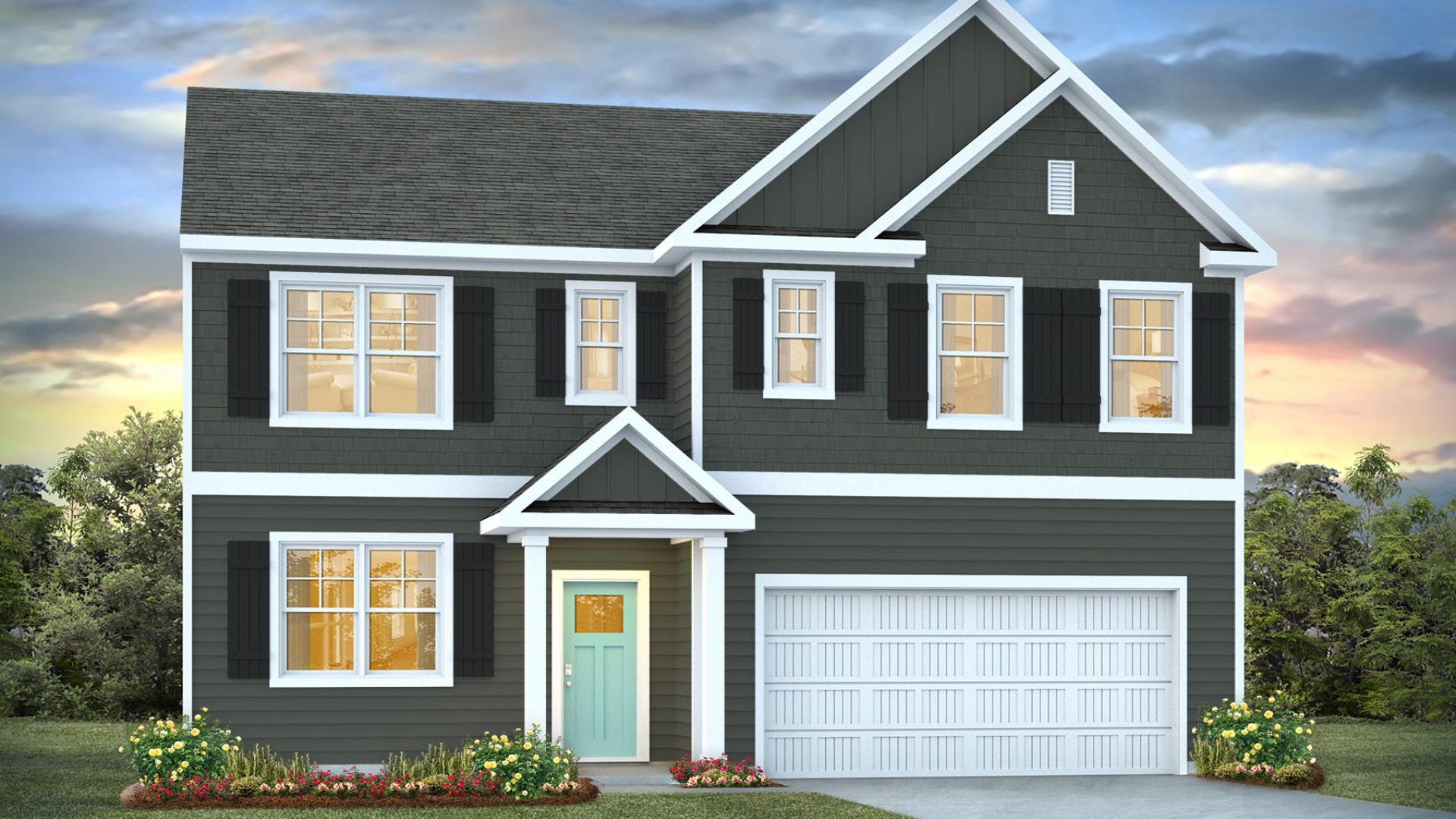 The Hayden offers 2,511 square feet with 5 bedrooms, 3 full bathrooms, 2-car garage and is one of our two-story floorplans