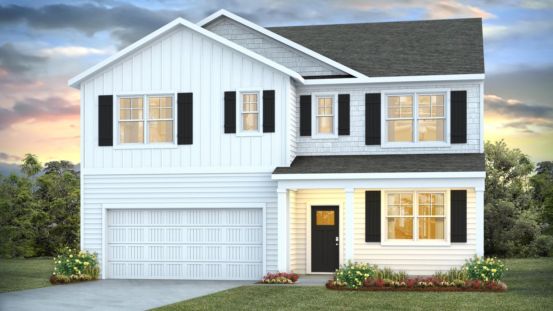 The Hayden offers 2,511 square feet with 5 bedrooms, 3 full bathrooms, 2-car garage and is one of our two-story floorplans