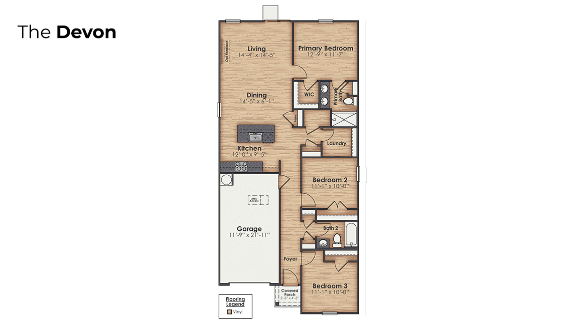 The beautiful one-story Devon cottage with 3 bedrooms, 2 full baths and 1,281 sq ft is located in Bolivia, North Carolina our Eagle Creek community.