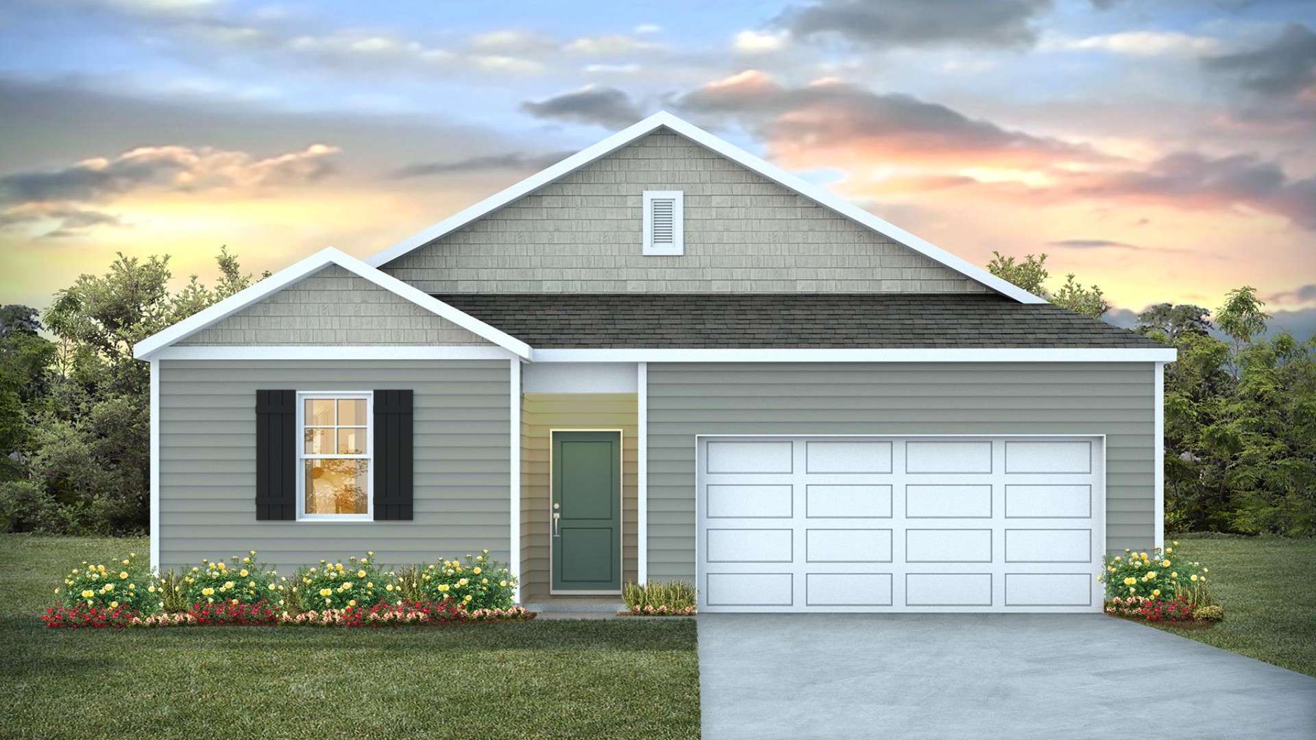The Kerry floor plan offers 3 bedrooms, 2 baths, 1,476 sq ft of open living space and a 2-car garage. This home is located in Bolivia, NC in our Eagle Creek community.