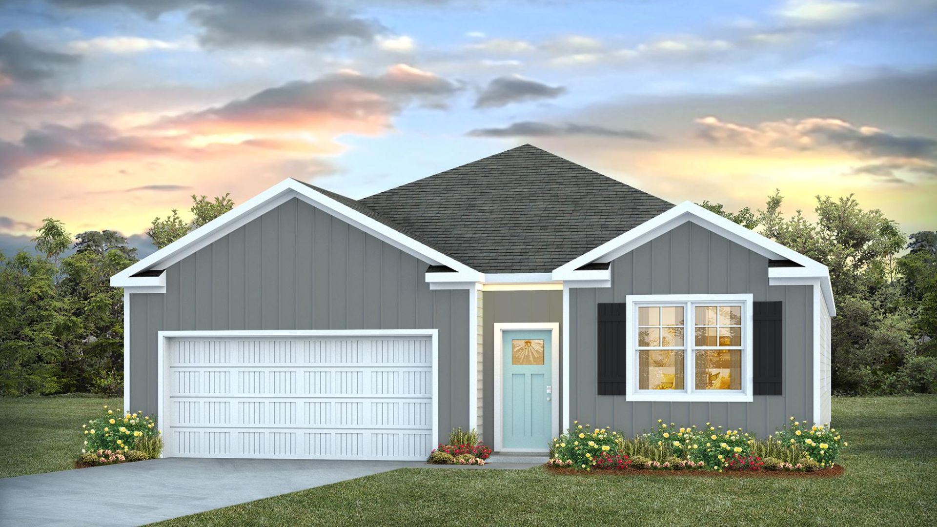 The Cali is one of our one-story floorplans featured in our Bella Point community in Bolivia, North Carolina. With 2 modern exteriors to choose from, the Cali is sure to turn heads. To top it off, its one of our floorplans that offers a 2-car garage.