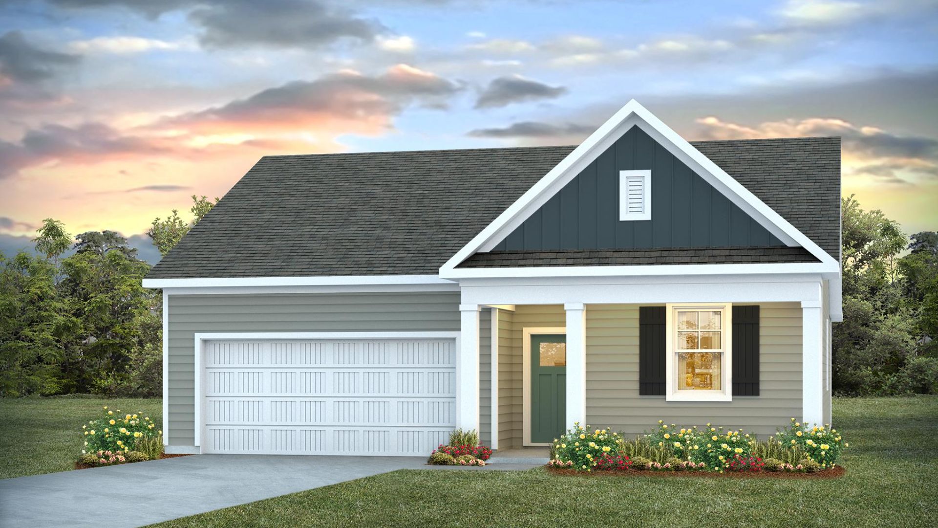 The Cali is one of our one-story floorplans featured in our Bella Point community in Bolivia, North Carolina. With 2 modern exteriors to choose from, the Cali is sure to turn heads. To top it off, its one of our floorplans that offers a 2-car garage.