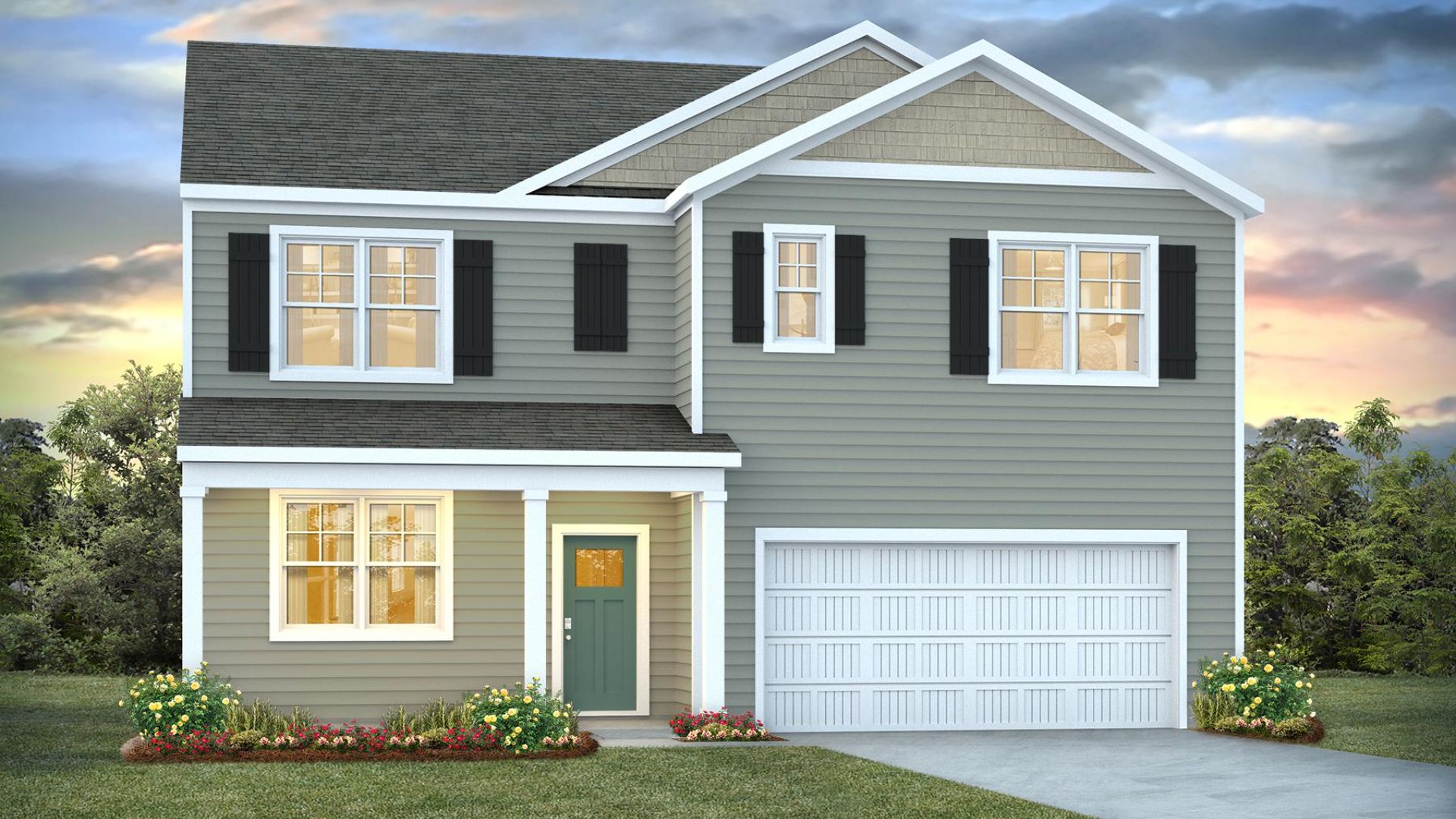 The Hayden Floorplan offers 2,511 square feet with 5 bedrooms, 3 full bathrooms, and a 2-car garage. With its spacious layout and modern amenities, the Hayden is perfect for those seeking a versatile and functional home.