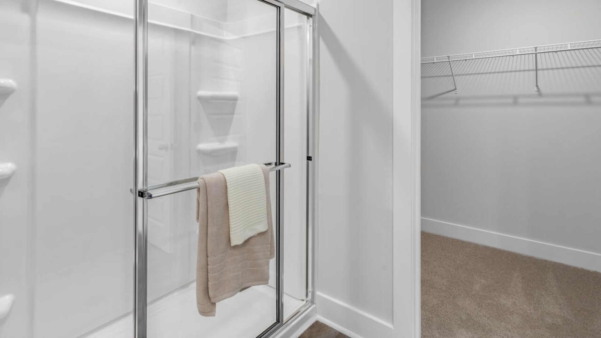 The upstairs has an additional living space, a laundry room, and a Primary Bedroom. Downstairs, a flex room can be used as an office or sitting area. In every bedroom you’ll have carpeted floors and a closet in each room. Whether these rooms become bedrooms, office spaces, or other bonus rooms, there is sure to be comfort