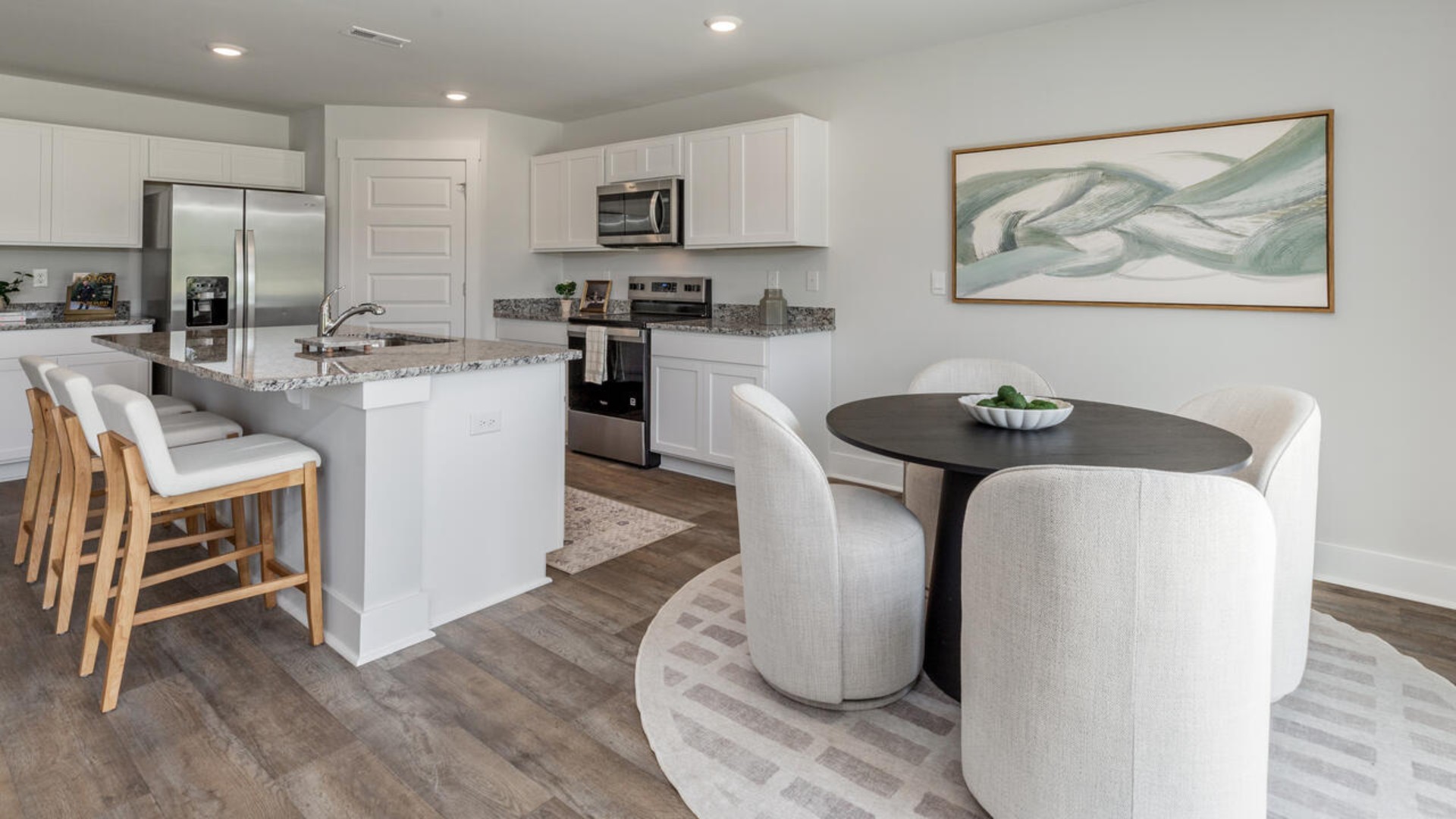 The Hayden offers 2,511 square feet with 5 bedrooms, 3 full bathrooms, flex room, two separate living areas, 2-car garage and is one of our two-story floorplans