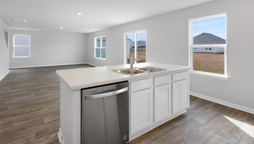 New Homes in Winnabow, Leland NC. The Galen is 2338 sq ft with 4 Bedrooms and 2.5 Baths. Open Floorplan! Kitchen with Stainless Steel Appliance. Amenities. Pool. Clubhouse, Playground.