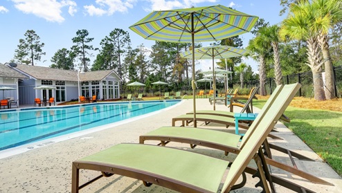 Amenities in Brunswick Forest. With four pools, 2 fitness centers, tennis and pickleball courts, miles of walking trails, lakes, and a kayak/canoe/small boat launch on Town Creek
