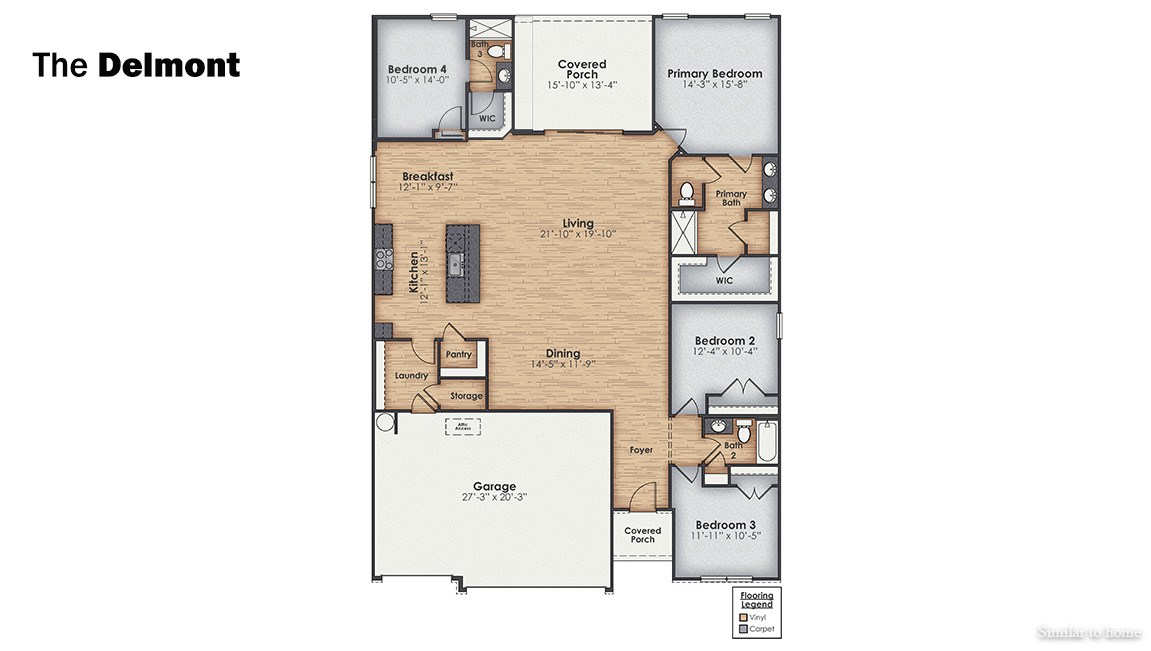 Inside this 4-bedroom, 3-bathroom home, you’ll find 2,272 square feet of comfortable living.