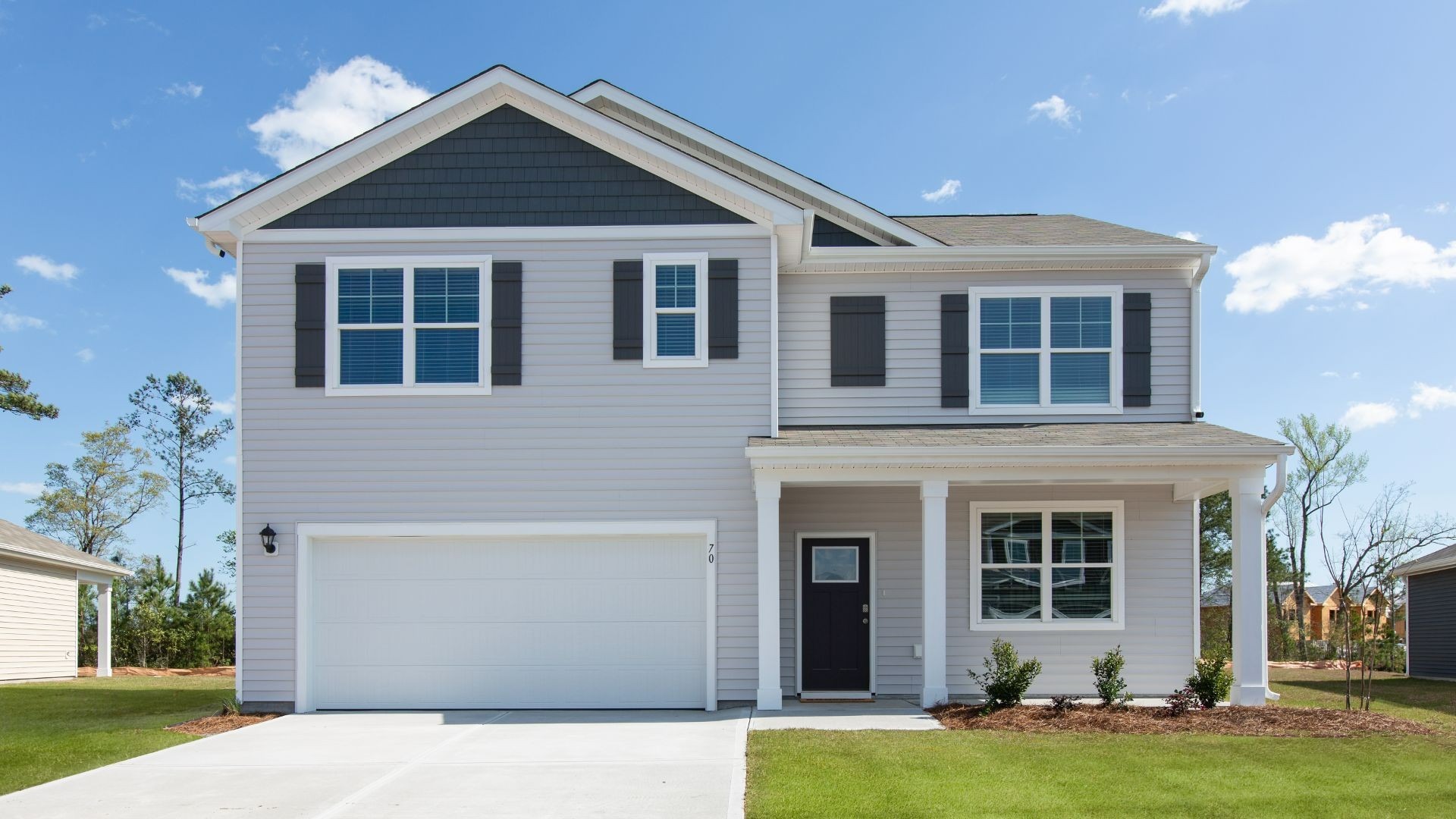 The Hayden offers 2,511 square feet with 5 bedrooms, 3 full bathrooms, flex room, two separate living areas, 2-car garage and is one of our two-story floorplans