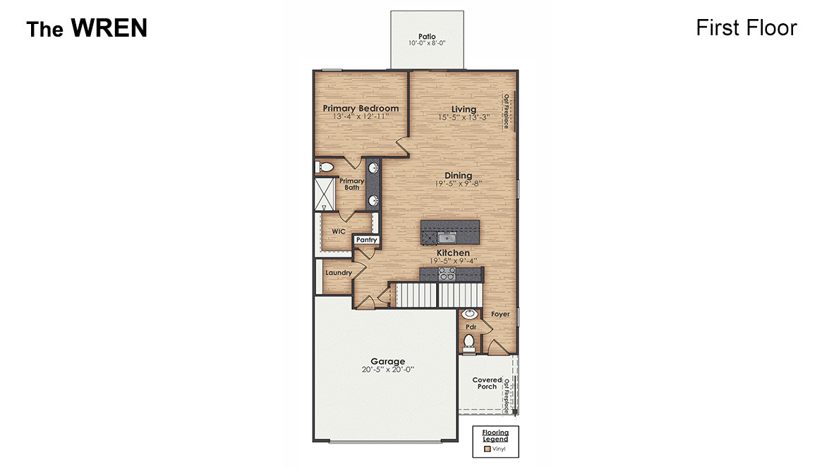 The Wren is one of our two-story floorplans featured in our Saltgrass Landing community in Winnabow, NC