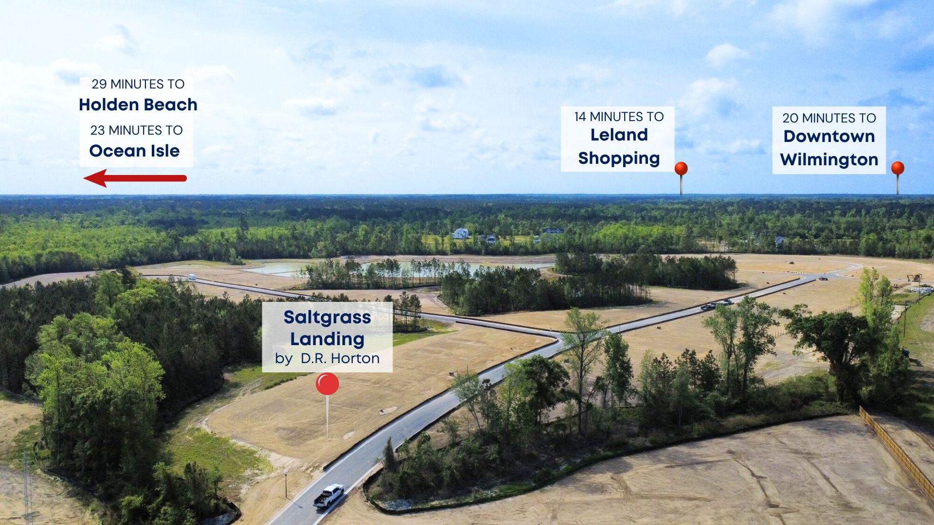 Welcome to Saltgrass Landing, our newest community in Brunswick county in the town of Winnabow. You are just minutes to all your convenient essential services in Leland. This community offers 5 floorplans that range from single-story to two-story with 3 to 5 bedrooms, up to 3 bathrooms, 1,281 to 2,583 sq ft of living space and 1 and-car garages.