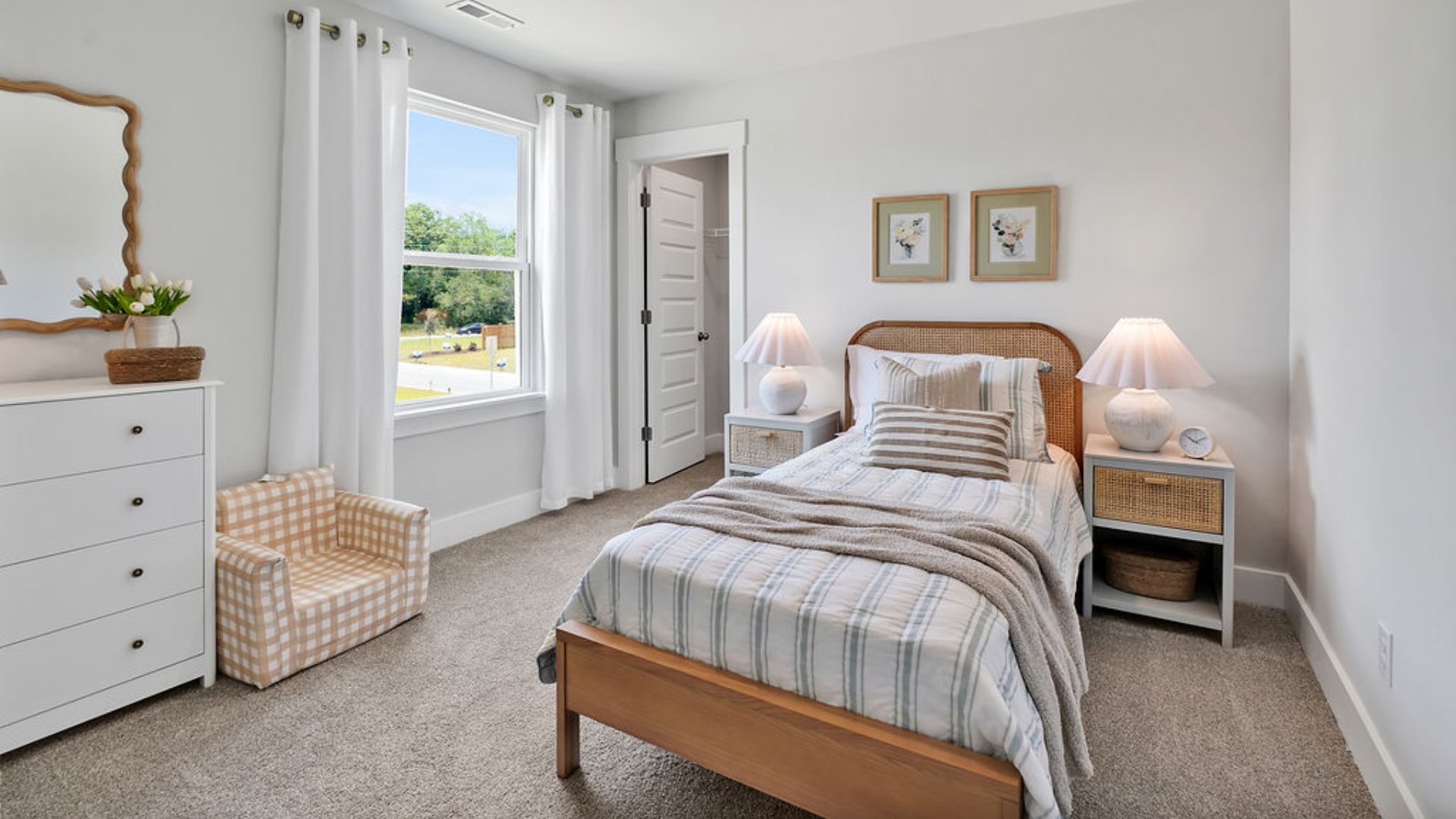 Upstairs is a large bonus room and four additional bedrooms and two full baths. In every bedroom you’ll have carpeted floors and a closet in each room. Whether these rooms become bedrooms, office spaces, or other bonus rooms, there is sure to be comfort.